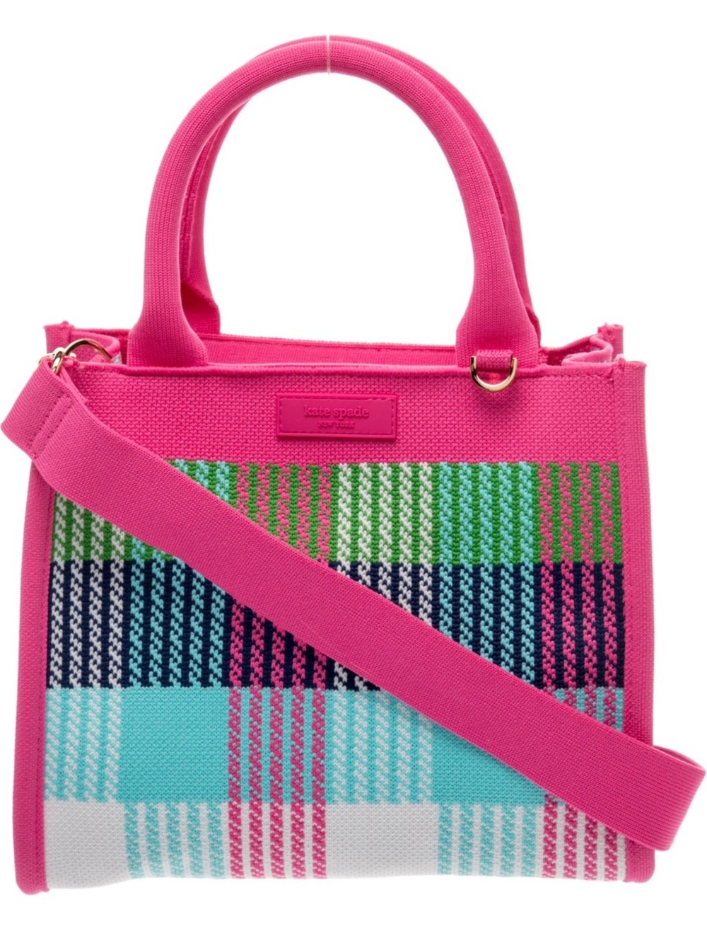 kate spade Hot Pink Multicolor Woven Canvas Tote